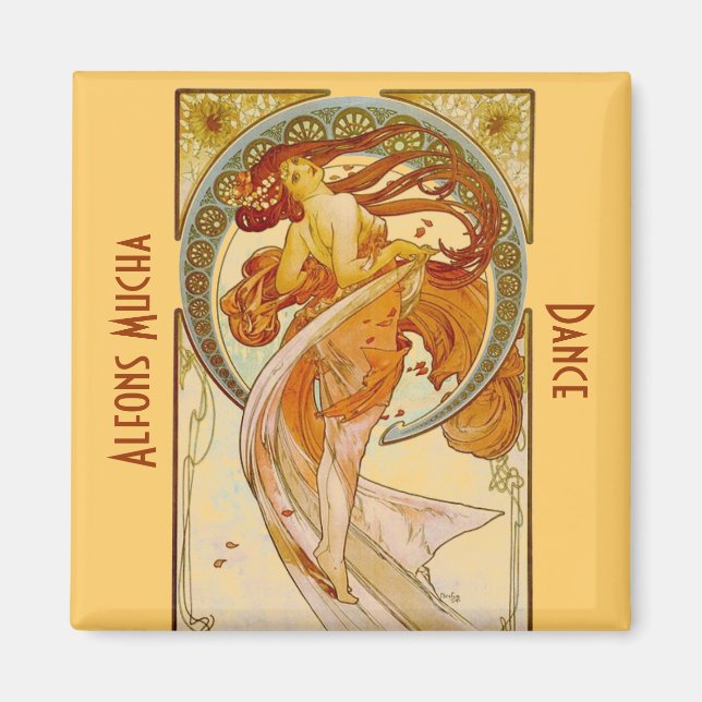 Alfons Mucha Dance Vintage Print Magnet (Front)