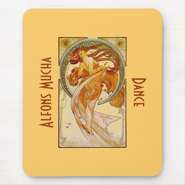 Alfons Mucha Dance Vintage Print Mousepad (Front)