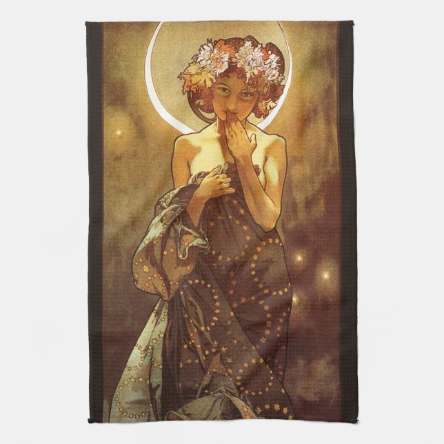 Alfons Mucha: Luna Tea Towel (Vertical)