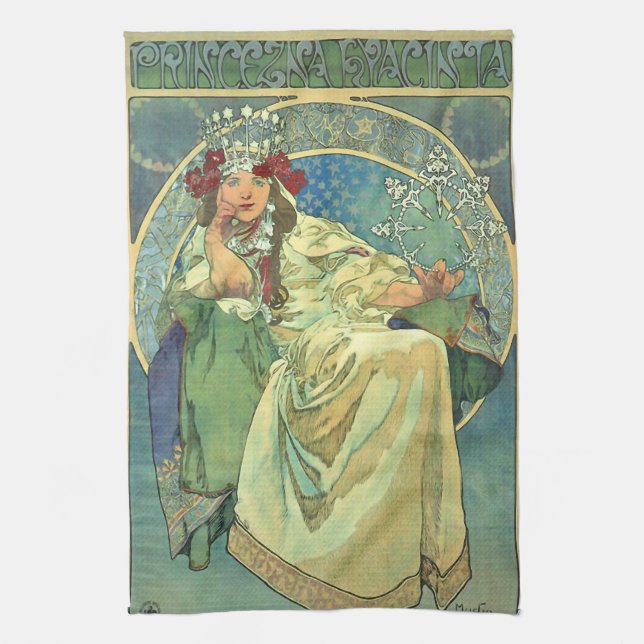 Alfons Mucha , “ Princess Hyacinth ” Tea Towel (Vertical)