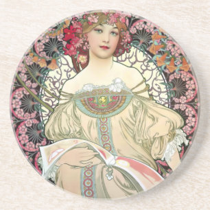Alfons Mucha Reverie 1897 Coaster