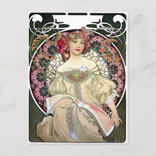 Alfons Mucha Reverie 1897 Postcard (Front)