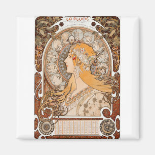 Alfons mucha Zodiaque or La Plume Magnet