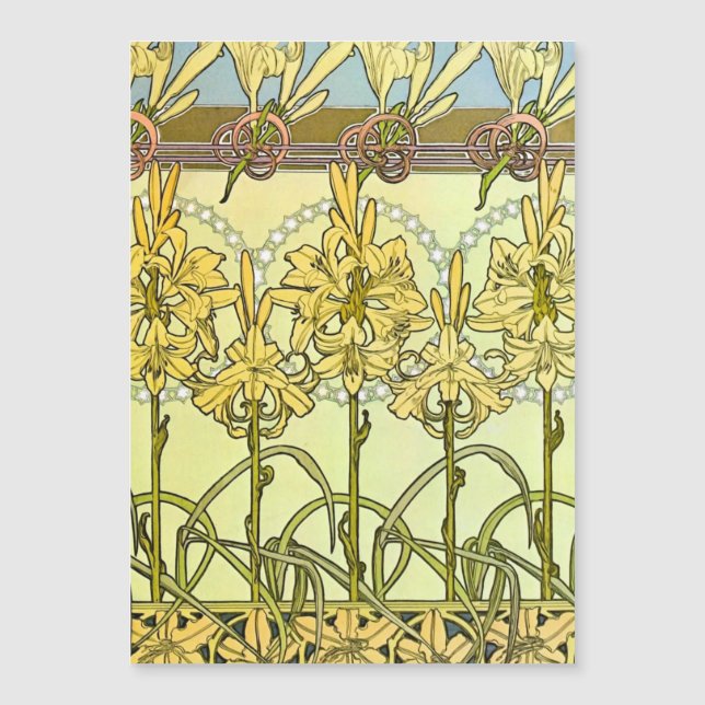 Alfonse Mucha Art Nouveau Lily Floral Pattern (Front)