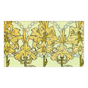 Alfonse Mucha Art Nouveau Lily Floral Pattern Name Tag