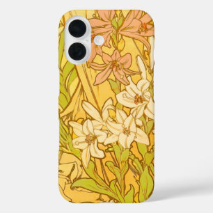 Alfonse Mucha Art Nouveau lily flowers iPhone 16 Case