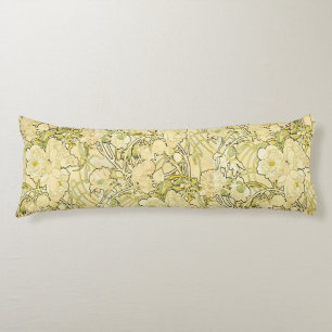 Alfonse Mucha Art Nouveau Peonies Botanical Art Body Cushion