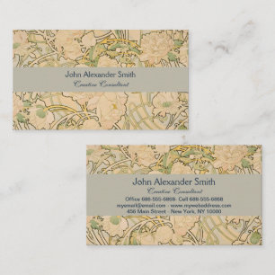 Alfonse Mucha Art Nouveau Peonies Botanical Art  Business Card