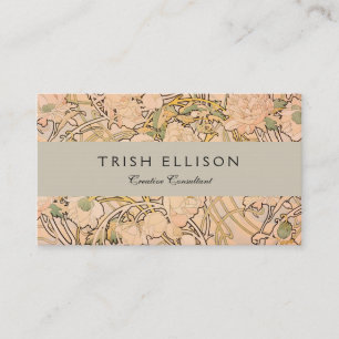 Alfonse Mucha Art Nouveau Peonies Business Card