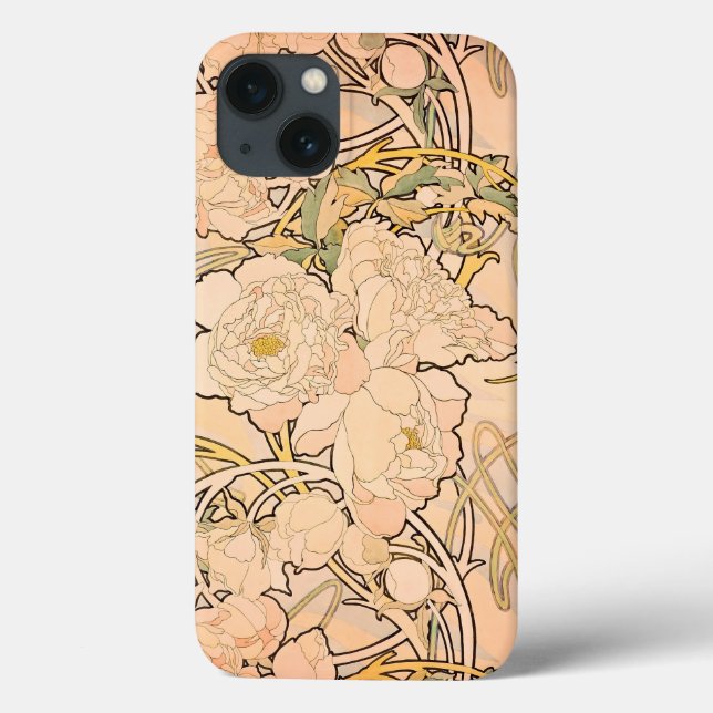 Alfonse Mucha Art Nouveau Peonies Case-Mate iPhone Case (Back)