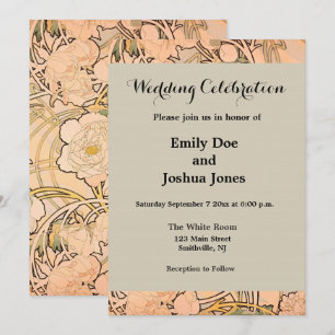 Alfonse Mucha Art Nouveau Peonies Invitation