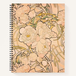Alfonse Mucha Art Nouveau Peonies Notebook