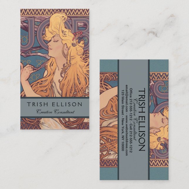 Alfonse Mucha Job Art Nouveau woman Business Card (Front/Back)