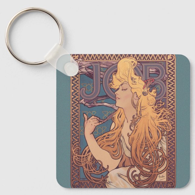 Alfonse Mucha Job Art Nouveau woman Key Ring (Front)