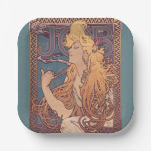 Alfonse Mucha Job Art Nouveau woman Paper Plate