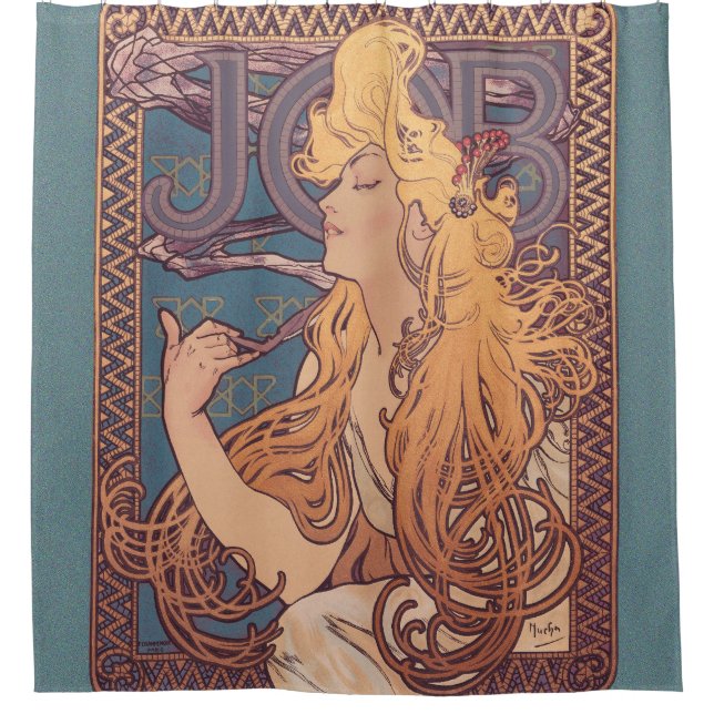 Alfonse Mucha Job Art Nouveau woman Shower Curtain (Front)