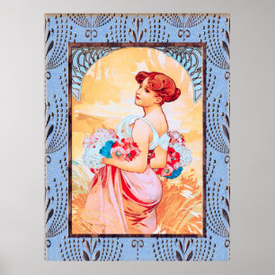 Alfonse Mucha Lady with flowers Poster