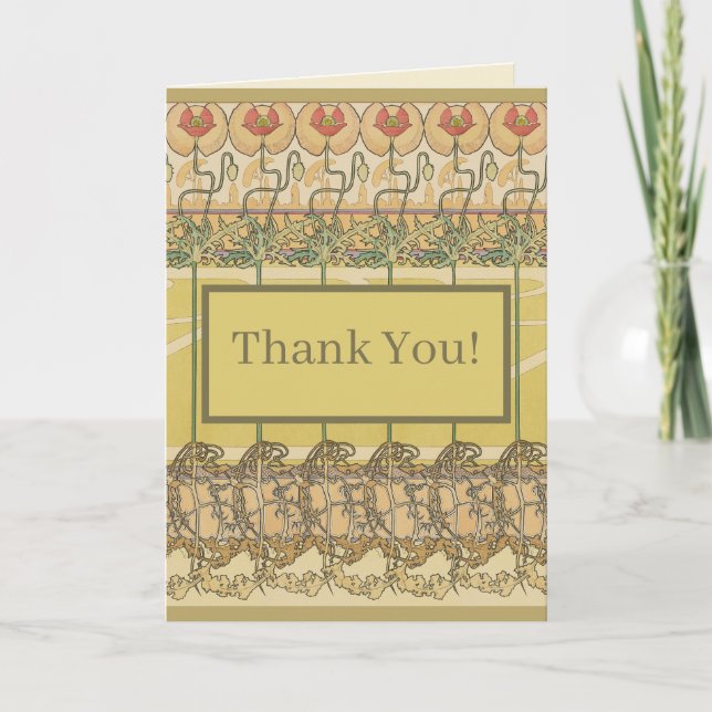 Alfonse Mucha Poppies Art Nouveau Floral Wallpaper Card (Front)