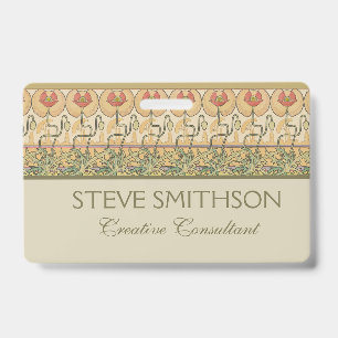 Alfonse Mucha Poppies Art Nouveau Floral Wallpaper ID Badge