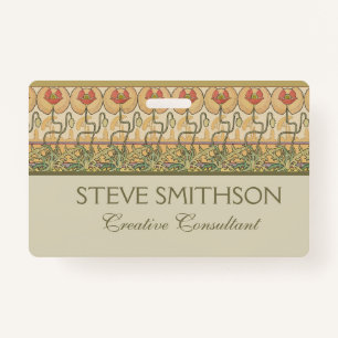 Alfonse Mucha Poppies Art Nouveau Floral Wallpaper ID Badge