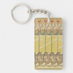 Alfonse Mucha Poppies Art Nouveau Floral Wallpaper Key Ring