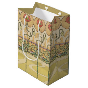 Alfonse Mucha Poppies Art Nouveau Floral Wallpaper Medium Gift Bag