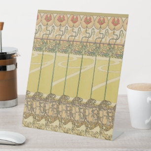 Alfonse Mucha Poppies Art Nouveau Floral Wallpaper Pedestal Sign