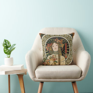 Alfonse Mucha Trappistine Nouveau Cushion