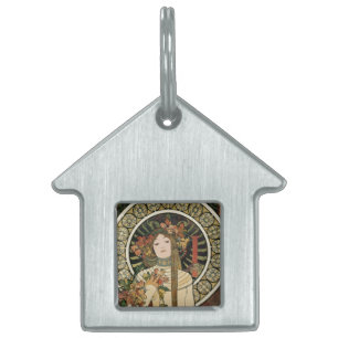 Alfonse Mucha Trappistine Nouveau Pet Name Tag