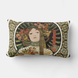 Alfonse Mucha Trappistine Nouveau Vintage Poster Lumbar Cushion