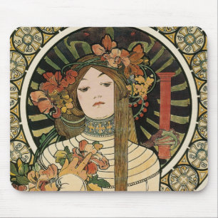 Alfonse Mucha Trappistine Nouveau Vintage Poster Mouse Pad