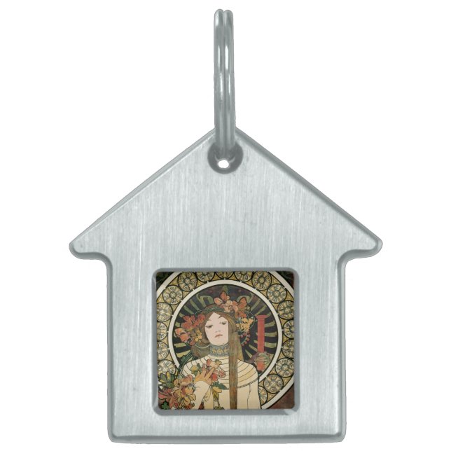 Alfonse Mucha Trappistine Nouveau Vintage Poster Pet Name Tag (Front)