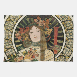 Alfonse Mucha Trappistine Nouveau Vintage Poster Tea Towel