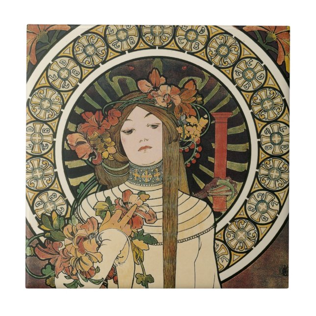 Alfonse Mucha Trappistine Nouveau Vintage Poster Tile (Front)