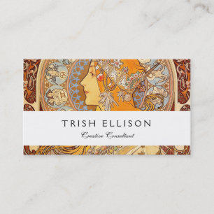 Alfonse Mucha Zodiac Art Nouveau Woman Business Card