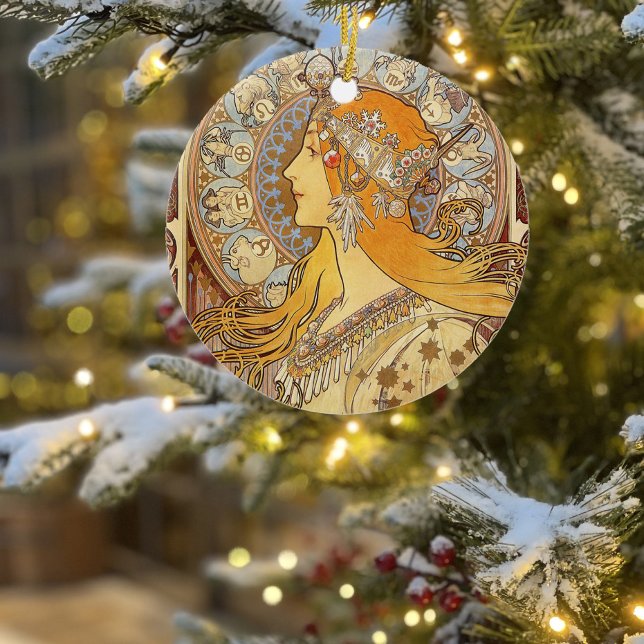 Alfonse Mucha Zodiac Art Nouveau Woman Ceramic Tree Decoration (Creator Uploaded)