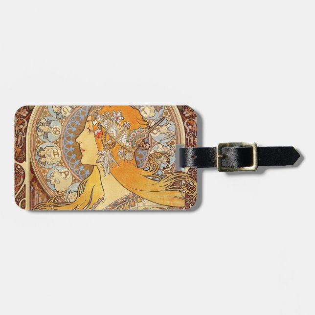 Alfonse Mucha Zodiac Art Nouveau Woman Luggage Tag (Front Horizontal)