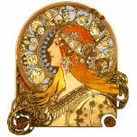 Alfonse Mucha Zodiac Art Nouveau Woman Photo Sculpture Magnet<br><div class="desc">This image is the classic Alphonse Mucha Zodiac woman,  an art nouveau image from 1896. 'Zodiac' was originally designed as a calendar,  and Mucha incorporated twelve zodiac signs in the disc behind the woman's head.</div>