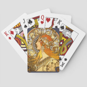 Alfonse Mucha Zodiac Art Nouveau Woman Playing Cards