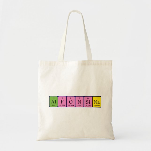Alfonsina periodic table name tote bag (Front)