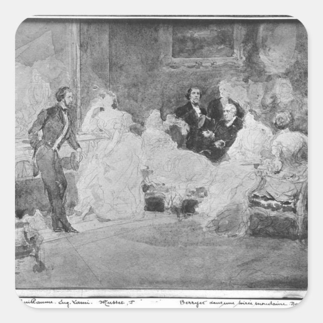 Alfred de Musset  Eugene Delacroix Square Sticker (Front)