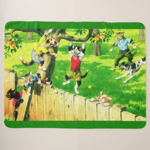 Alfred Mainzer cats climbing an apple tree Sherpa Blanket