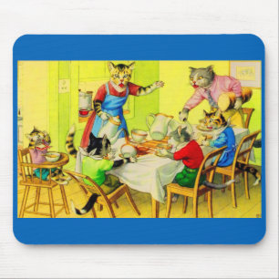 Alfred Mainzer cats Dinner Disaster Mouse Pad