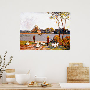 Alfred Sisley art: By The River Loing, Poster