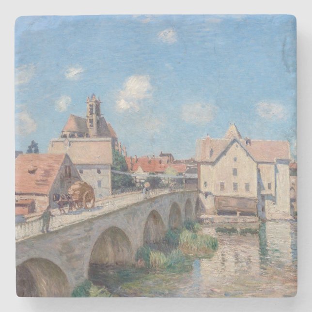 Alfred Sisley artwork - Le Pont de Moret Stone Coaster (Front)