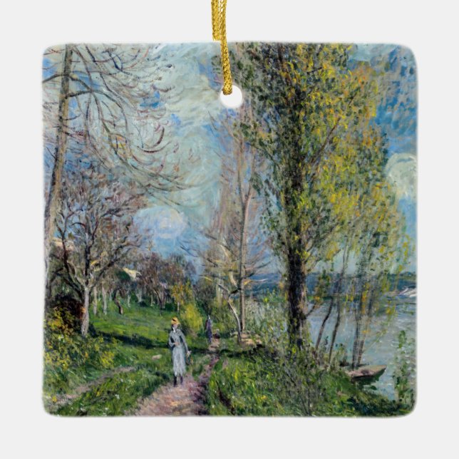 Alfred Sisley - Banks of the Seine at By Ceramic Ornament (Front)