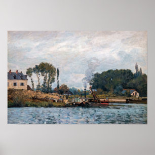 Alfred Sisley - Boats at the Lock at Bougival Poster