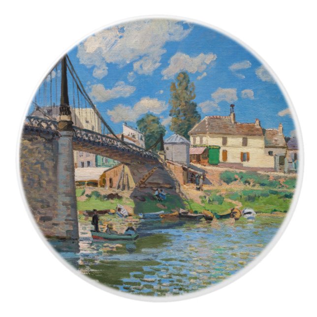 Alfred Sisley - Bridge at Villeneuve-la-Garenne Ceramic Knob (Front)