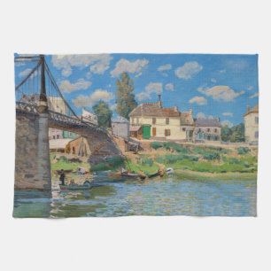 Alfred Sisley - Bridge at Villeneuve-la-Garenne Tea Towel