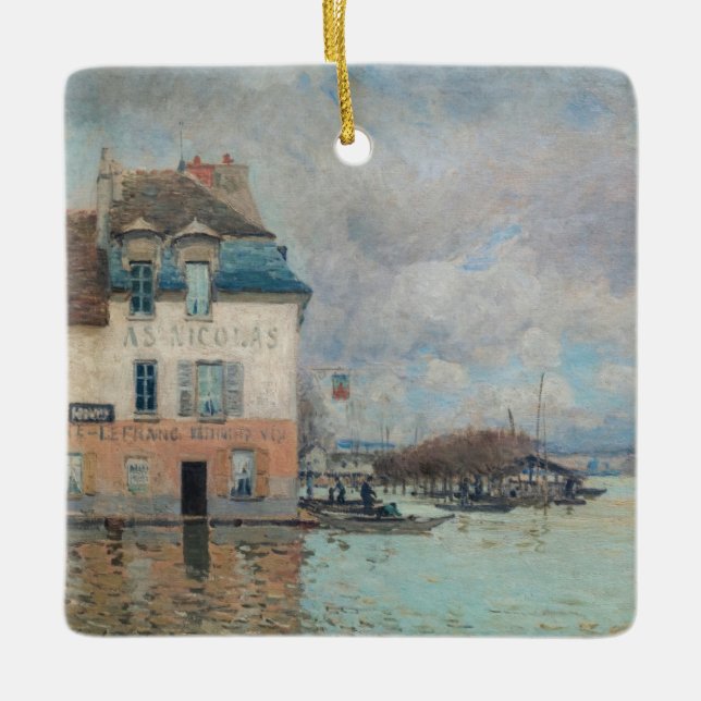 Alfred Sisley - Flood at Port-Marly 1876 Ceramic Ornament (Front)
